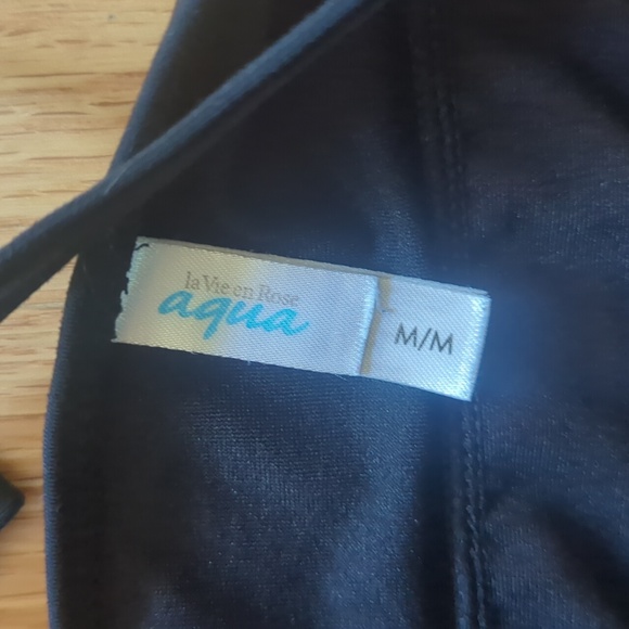 Aqua La Vie en Rose. Black One-Piece Halter Swimsuit. Size Medium. - Picture 4 of 8